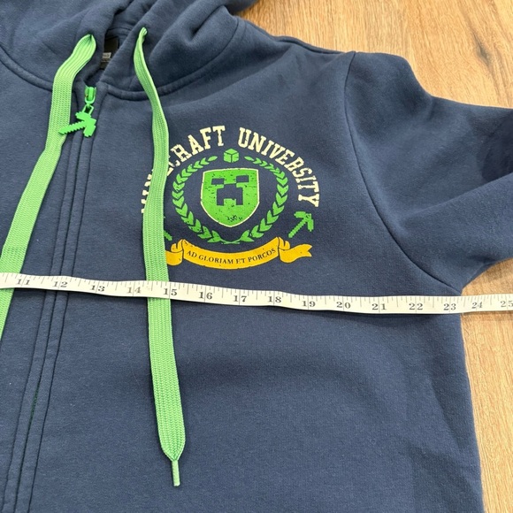 RARE Think Geek Minecraft Hoodie Blue Graphic Long Sleeve Zip Up E2 Sz Med 2012 - Picture 6 of 9